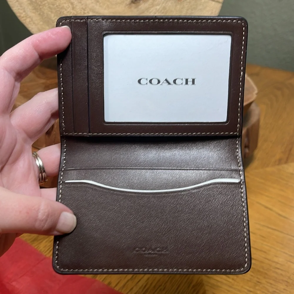NWT COACH LEATHER ID CARD WALLET - Picture 6 of 12